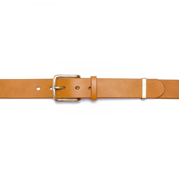 Hand crafted hand stitched London Tan colour color english bridle leather belt with solid brass westend english buckle, luxury goods heirloom