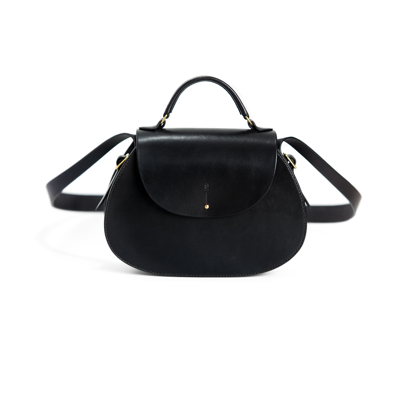 Medium Black Abigail cross body bag luxury handcrafted english bridle leather goods