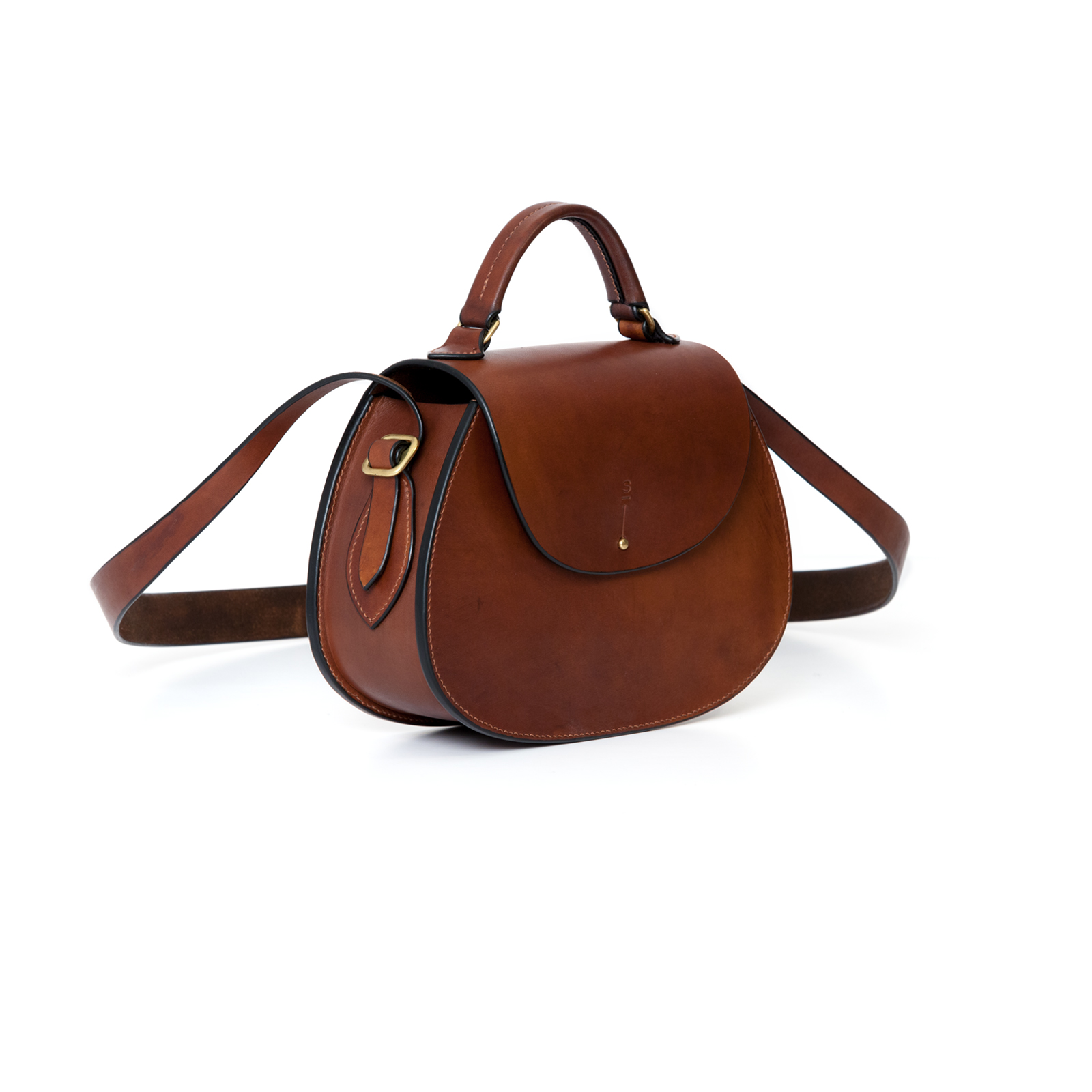 Medium Dark Brown Abigail cross body bag luxury handcrafted english bridle leather goods
