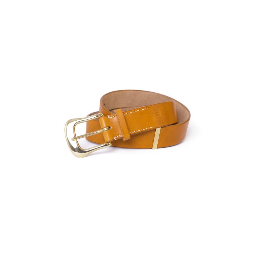 Hand crafted hand stitched London Tan colour color english bridle leather belt with solid brass swelled front westend english buckle luxury goods heirloom